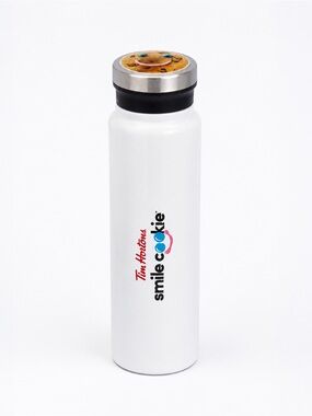 Tim Hortons Smile Cookie Stainless Steel Insulated Water Bottle White